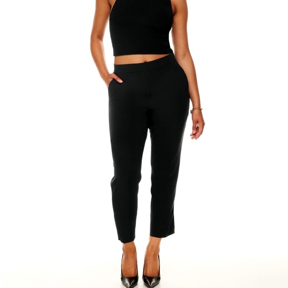 Aritzia Pants - Aritzia Babaton Conan Cropped Pant Black Crepe Trousers Mid Rise Slim Fit 16 NWT